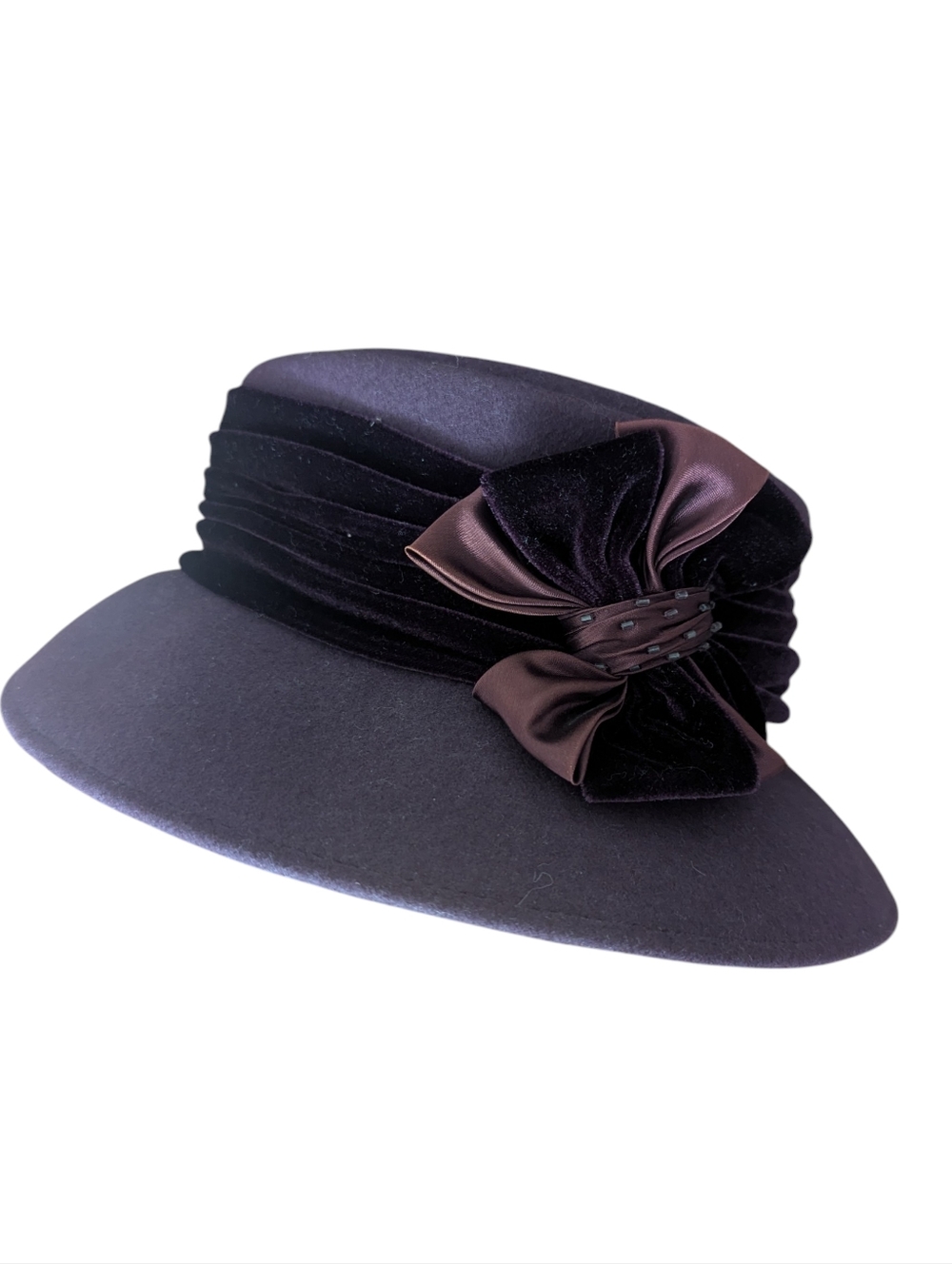 BETMAR Wool Purple Felt Cloche Hat with Decorative Bow - Picture 2 of 10